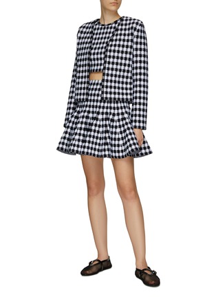 Figure View - Click To Enlarge - ALAÏA - GINGHAM CROPPED TOP
