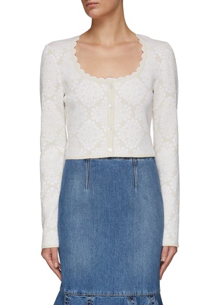 Main View - Click To Enlarge - ALAÏA - Scallop Scoop Neck Patterned Cardigan
