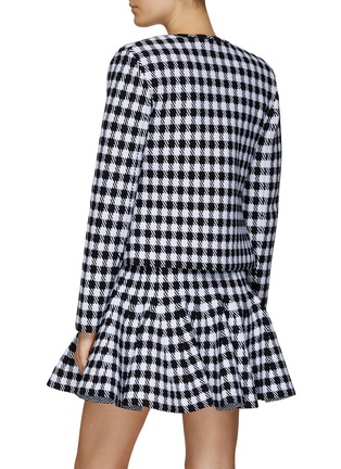 Back View - Click To Enlarge - ALAÏA - LONG SLEEVE GINGHAM FITTED CARDIGAN