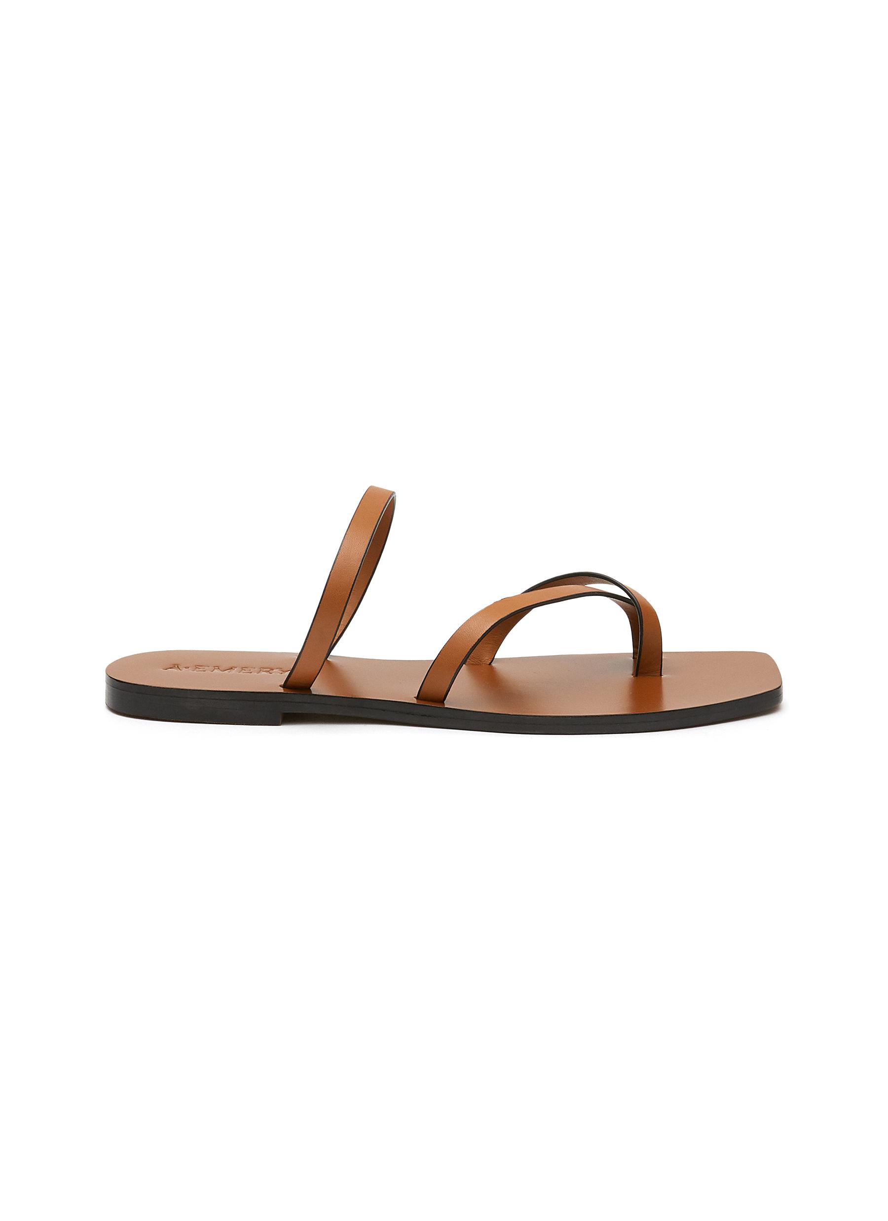 'Colby' square toe leather toe ring sandals