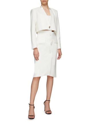 Figure View - Click To Enlarge - COMME MOI - Deconstructed suiting midi skirt