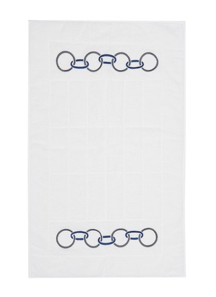 Main View - Click To Enlarge - FRETTE - Links Embroidery Cotton Terry Bath Mat — Storm Grey/Midnight Blue