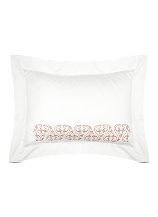 Main View - Click To Enlarge - FRETTE - ORNATE MEDALLION EMBROIDERED COTTON SATEEN SHAM — MILK/DAWN PINK