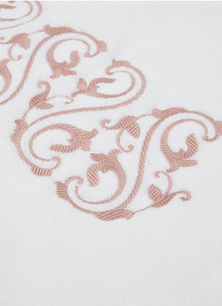 Detail View - Click To Enlarge - FRETTE - Ornate Medallion Embroidery Cotton Terry Bath Sheet – Milk/Dawn Pink