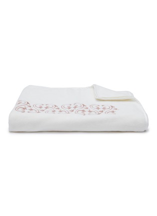 Main View - Click To Enlarge - FRETTE - Ornate Medallion Embroidery Cotton Terry Bath Sheet – Milk/Dawn Pink