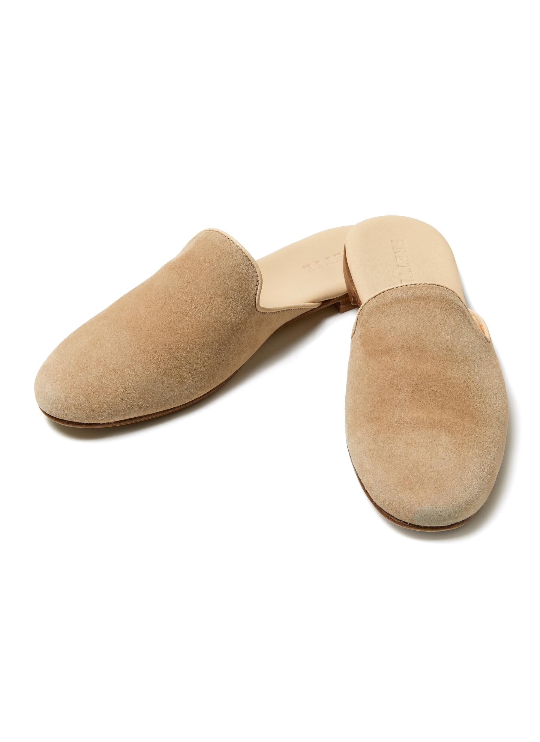 ASTORIA SUEDE OPEN-BACK SLIPPERS - SIZE 38