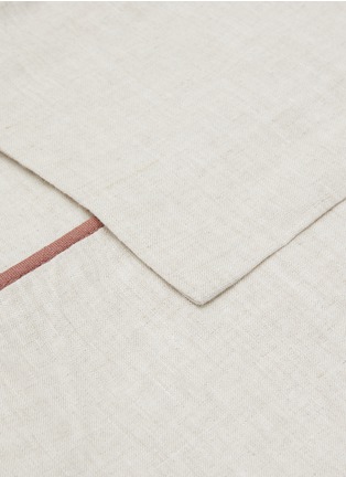 Detail View - Click To Enlarge - ONCE MILANO - Contrasting Piping Linen Top Sheet — Natural/Vintage Pink