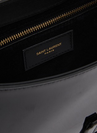 Detail View - Click To Enlarge - SAINT LAURENT - LOGO PLAQUE LEATHER HOBO BAG