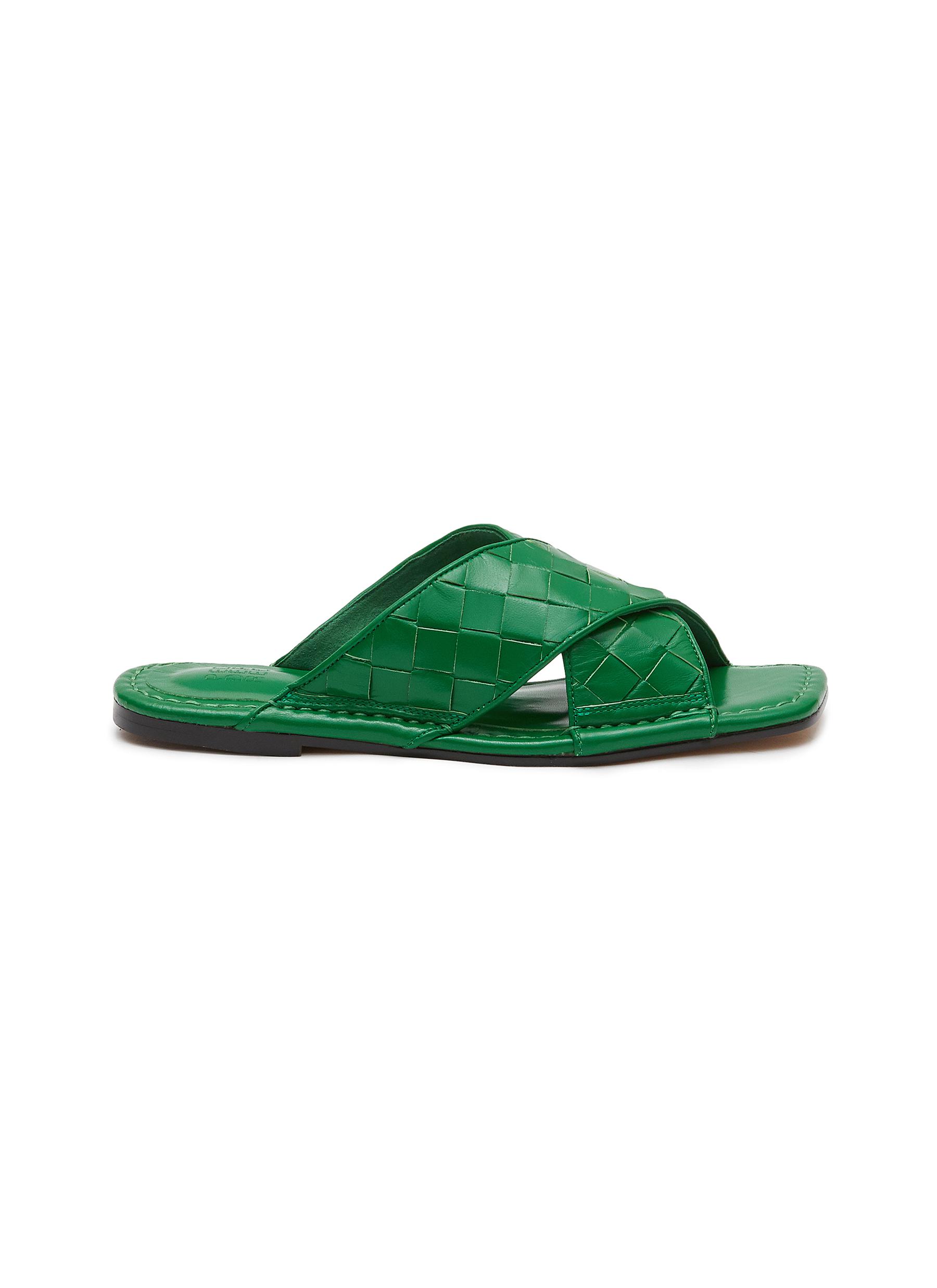 ‘Addie' Criss-Cross Woven Leather Strap Sandals
