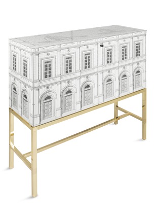 Main View - Click To Enlarge - FORNASETTI - ARCHITETTURA LONG RAISED SIDEBOARD BRASS BASE CABINET