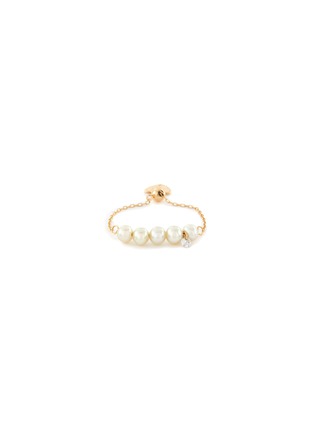 Main View - Click To Enlarge - PERSÉE PARIS - ‘Aphrodite' diamond pearl 18k gold chain ring