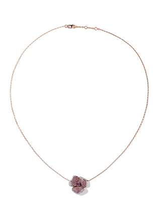 Main View - Click To Enlarge - AS29 - ‘BLOOM’ DIAMOND AMETHYST 18K ROSE GOLD SMALL FLOWER NECKLACE