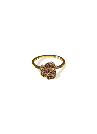 Main View - Click To Enlarge - AS29 - ‘BLOOM’ SMOKY QUARTZ 18K GOLD MINI FLOWER RING