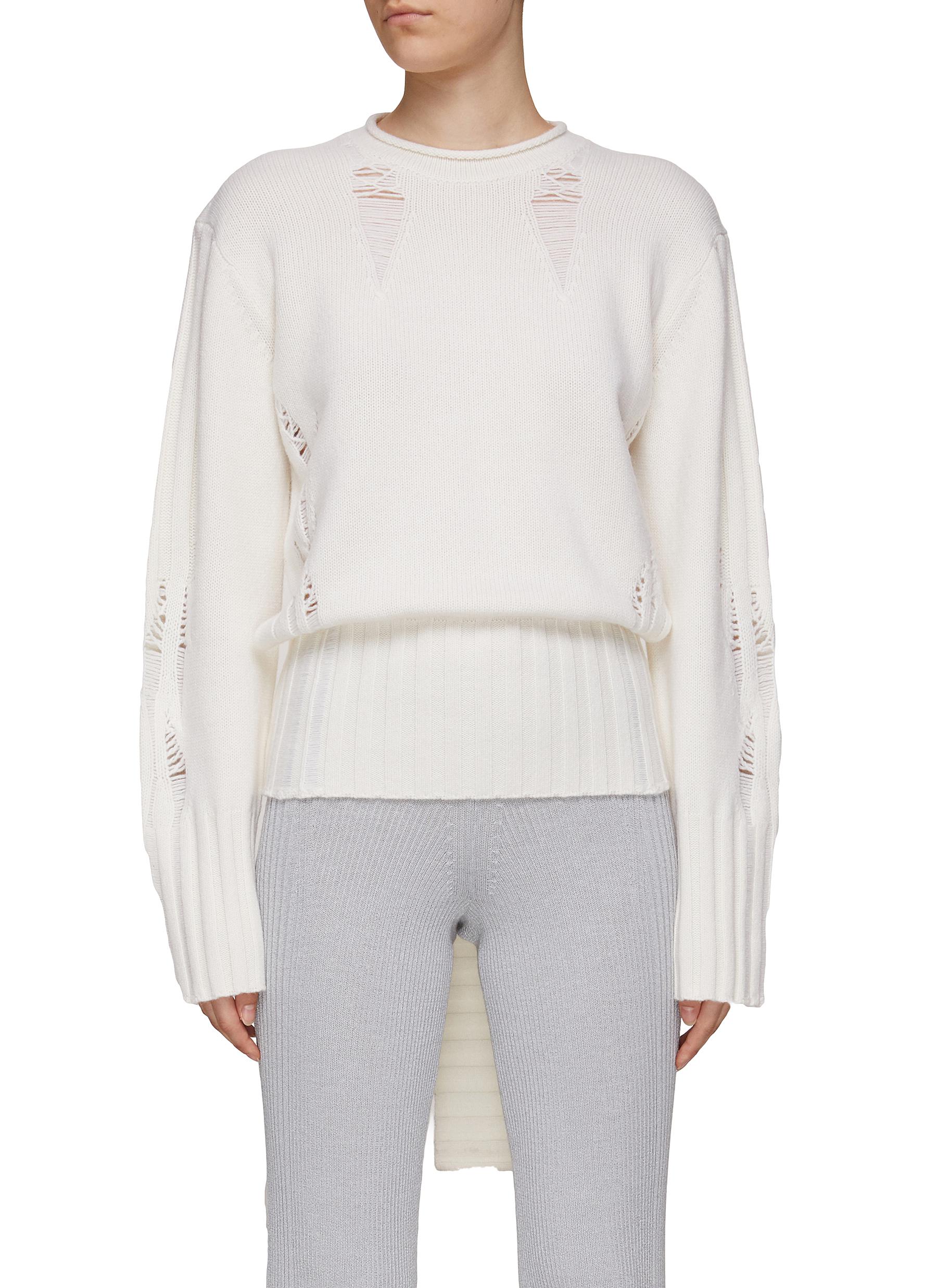DISTRESSED DETAIL CASHMERE SWEATER 