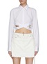 Main View - Click To Enlarge - DION LEE - CRISSCROSS BUCKLE CUTOUT DETAIL CROPPED SHIRT