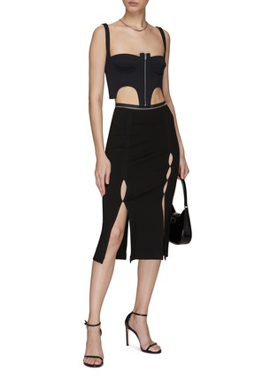 Figure View - Click To Enlarge - DION LEE - CURVED HEM ZIPPER DETAIL BUSTIER TOP