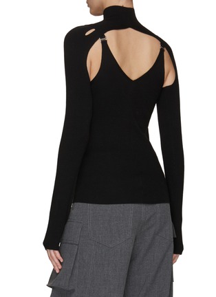 Back View - Click To Enlarge - DION LEE - TURTLENECK CUTOUT SLIT DETAIL MERINO WOOL KNITTED TOP