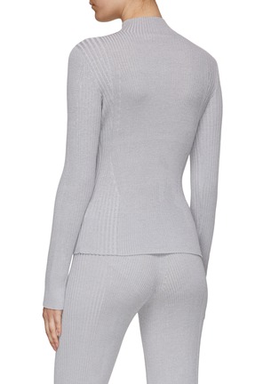 Back View - Click To Enlarge - DION LEE - HIGH NECK LONG SLEEVE LIGHT REFLECTIVE RIBBED KNIT TOP