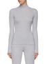 Main View - Click To Enlarge - DION LEE - HIGH NECK LONG SLEEVE LIGHT REFLECTIVE RIBBED KNIT TOP