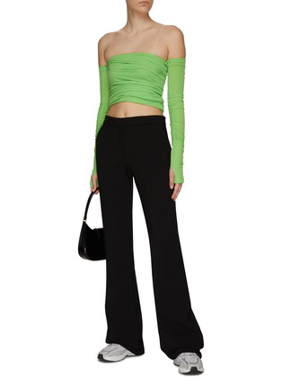 Figure View - Click To Enlarge - HELMUT LANG - DETACHABLE SLEEVES HOSIERY TWIST CREPE TUBE TOP