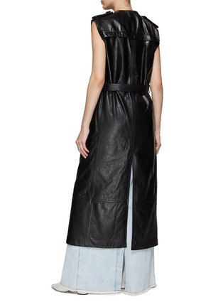 Back View - Click To Enlarge - ACNE STUDIOS - Belted Leather Sleeveless Double Breasted Coat