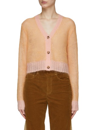 Main View - Click To Enlarge - ACNE STUDIOS - Contrasting Trim Mohair Blend Fitted Cardigan