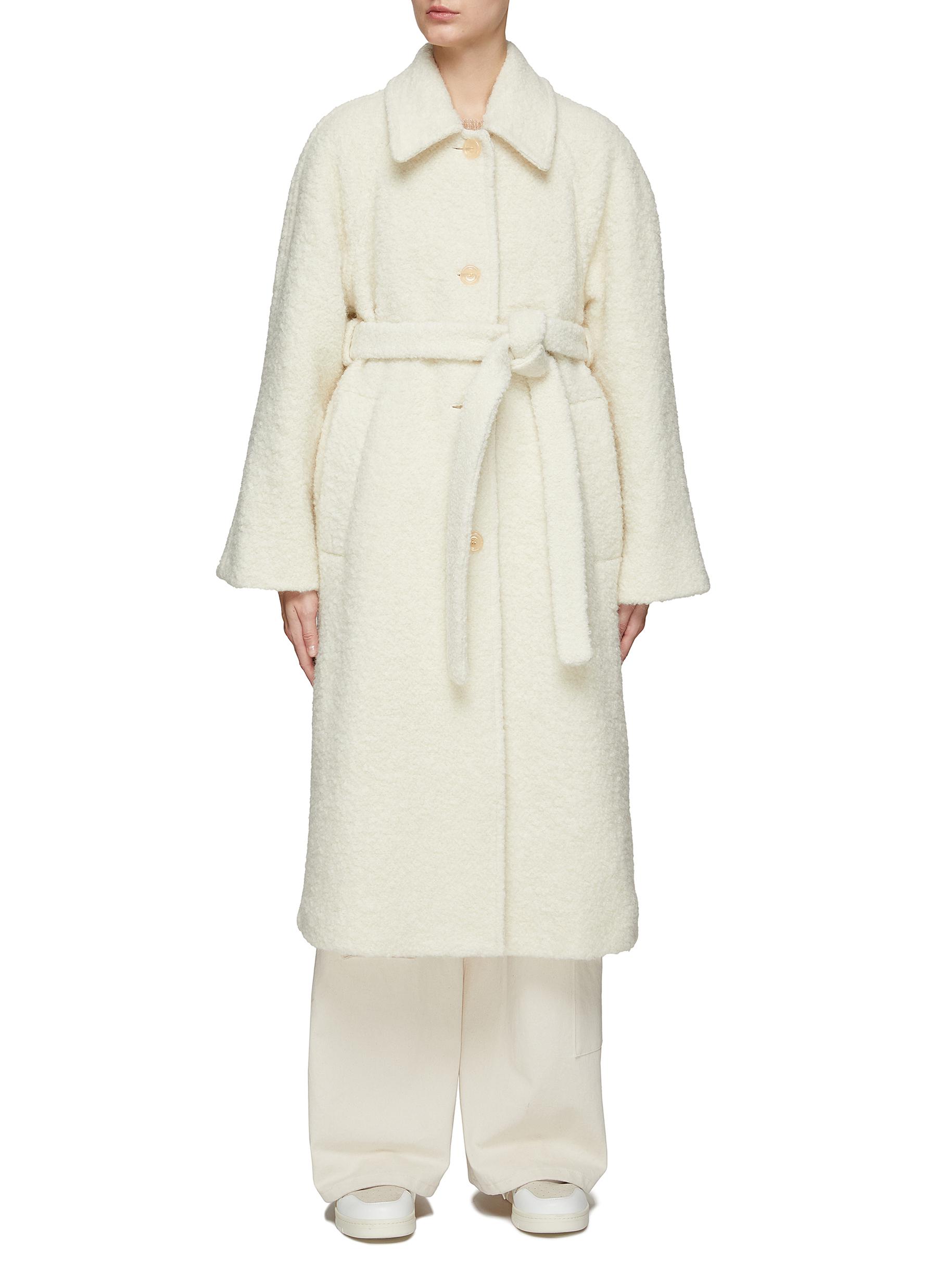 ACNE STUDIOS BELTED BOUCLÉ SINGLE BREASTED COAT