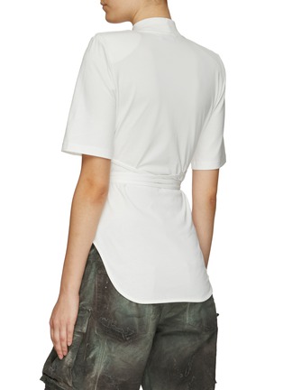 Back View - Click To Enlarge - THE ATTICO - SHOULDER PAD HIGH NECK SELF TIE WAIST T-SHIRT