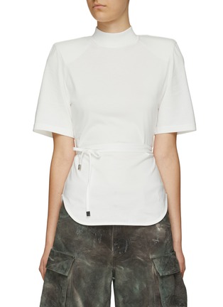 Main View - Click To Enlarge - THE ATTICO - SHOULDER PAD HIGH NECK SELF TIE WAIST T-SHIRT
