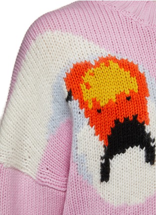  - JW ANDERSON - SWAN EMBROIDERED DROP SHOULDER CREWNECK KNITTED SWEATER