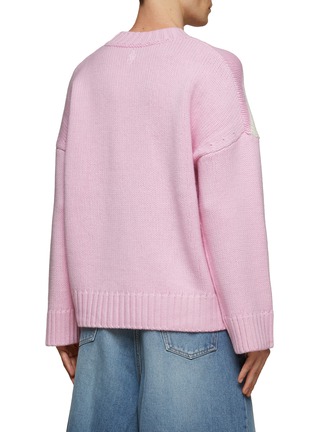 Back View - Click To Enlarge - JW ANDERSON - SWAN EMBROIDERED DROP SHOULDER CREWNECK KNITTED SWEATER