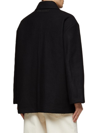Back View - Click To Enlarge - JW ANDERSON - STRAIGHT FIT SIGNATURE TONAL RING PULLER PADDED WOOL BLEND MELTON SHORT COAT