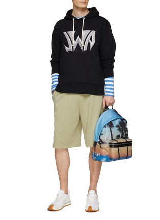Figure View - Click To Enlarge - JW ANDERSON - GOTHIC LOGO PRINT FLEECEBACK COTTON HOODIE