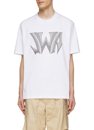 Main View - Click To Enlarge - JW ANDERSON - GOTHIC LOGO PRINT COTTON JERSEY T-SHIRT