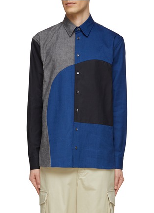 Main View - Click To Enlarge - JW ANDERSON - CURVED PATCHWORK COLOUR BLOCK BUTTON UP SHIRT