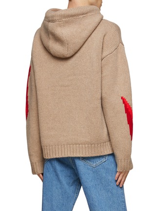 Back View - Click To Enlarge - JW ANDERSON - CONTRAST INSARSIA GOTHIC LOGO CHUNKY WOOL PULLOVER HOODIE