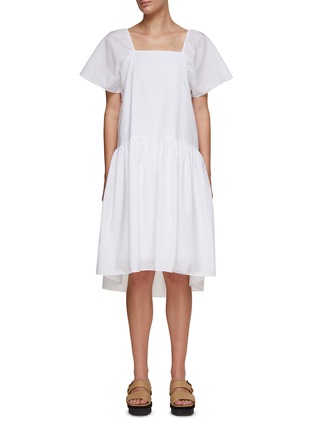 Main View - Click To Enlarge - THEORY - SQUARE NECK TIERED COTTON BLEND DRESS