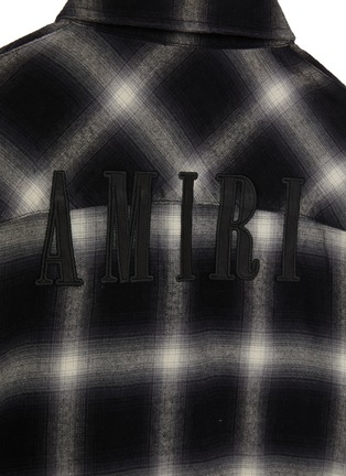 Detail View - Click To Enlarge - AMIRI - KIDS LOGO EMBROIDERED CHEQUERED RAW HEM PLAID SHIRT
