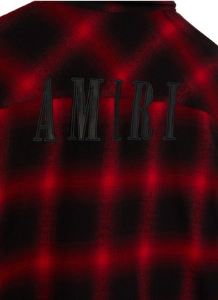 Detail View - Click To Enlarge - AMIRI - KIDS LOGO EMBROIDERED CHEQUERED RAW HEM PLAID SHIRT