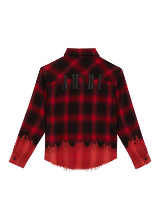 Figure View - Click To Enlarge - AMIRI - KIDS LOGO EMBROIDERED CHEQUERED RAW HEM PLAID SHIRT