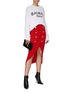 BALMAIN - Eight Button Slit Ribbed Virgin Wool Blend Knit Midi Skirt