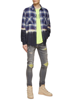 Figure View - Click To Enlarge - AMIRI - MX1 CONTRAST ULTRASUEDE INSERTS DISTRESSED SKINNY JEANS