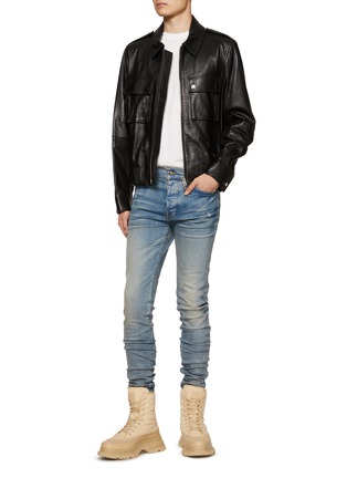 Figure View - Click To Enlarge - AMIRI - ‘STACK’ LIGHT WASH WHISKERING SKINNY JEANS