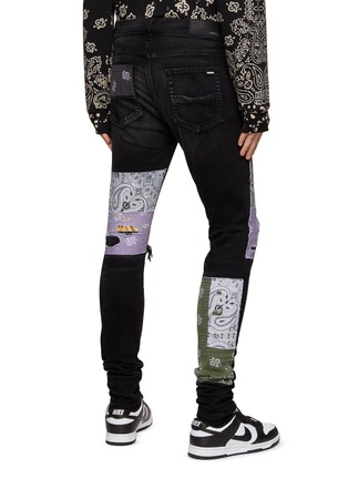 Back View - Click To Enlarge - AMIRI - BANDANA PATCH DISTRESSED DETAIL DENIM SKINNY JEANS