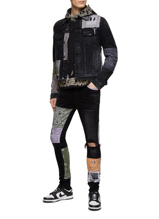 Figure View - Click To Enlarge - AMIRI - BANDANA PATCH DISTRESSED DETAIL DENIM SKINNY JEANS