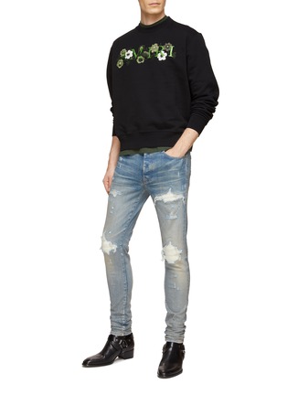 Figure View - Click To Enlarge - AMIRI - ‘32' MX1’ SUEDE INSERT DISTRESSED DETAIL SKINNY JEANS