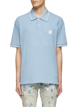 Main View - Click To Enlarge - AMIRI - MA CHEST LOGO CONTRAST PIPING COTTON POLO SHIRT