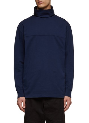 Main View - Click To Enlarge - LEMAIRE - FRONT CHEST YOKE HIGH COLLAR SWEATSHIRT