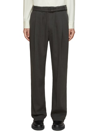 Main View - Click To Enlarge - LEMAIRE - Belted Pleated Cotton Blend Loose Fit Pants
