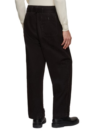 Back View - Click To Enlarge - LEMAIRE - BELTED WAIST BUTTON HEM COTTON CANVAS MILITARY PANTS